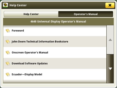 Access the latest operator’s manual on the display