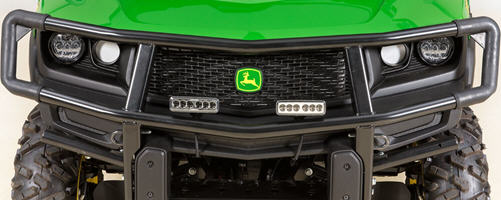 Auxiliary lights mounted on brush guard (sold separately)