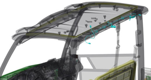 Rear cab attachment harness