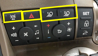 Beacon lights/hazard warning lights, work light 1 and 2 location on CommandCenter