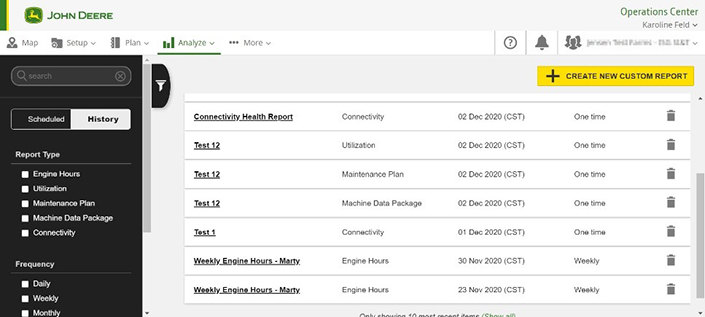 Create reports for machines in your fleet