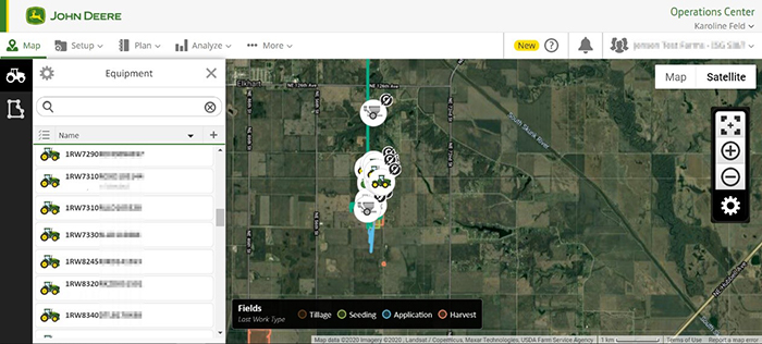 View equipment visually on the map or in the list by closest proximity