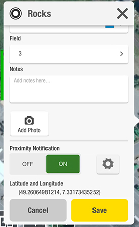 Proximity Notification setting