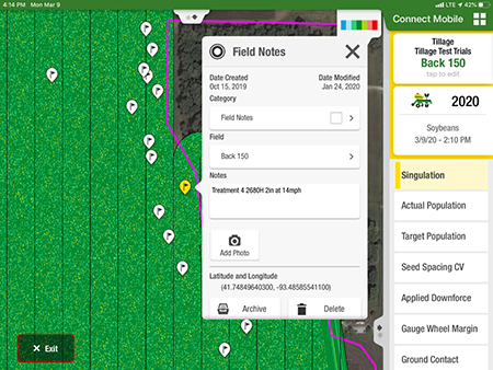 Boundaries and flags are visible in Field Review