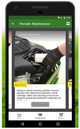 MowerPlus maintenance screen