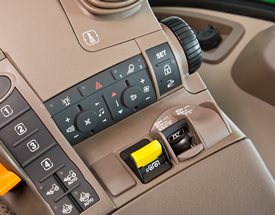 Radio, HVAC, hazard flashers, and PTO controls