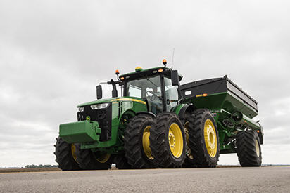 8R Tractor in transport