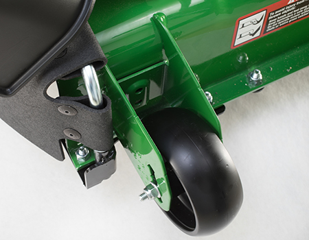 Mower deck wheels are double captured